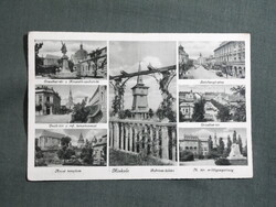 Képeslap,Miskolc,Kossuth szobor,tér,templom,utca,kilátó,Margit fényképészet kiadás Lillafüred,1949-