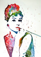 Audrey- watercolor painting -Audrey- akvarell festmény