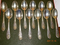 RÉGI 12 DB.-OS EZÜST TEÁS KANÁL KÉSZLET BAROKK MOTÍVUMOS