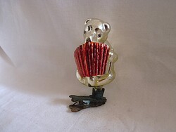 RÉGI ÜVEG KARÁCSONYFADÍSZ - "TANGÓHARMONIKÁS MACI"! (CSÍPTETŐS!)