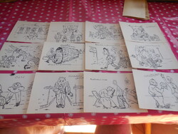 Joyful caricatures from the 30s, 12 pcs.