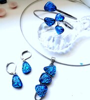 Kék kavicsok NEMESACÉL  ékszerszett