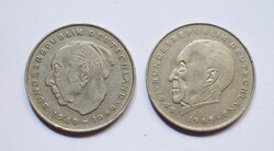 2 Márka 1971 D ; 1983 F , Német Szövetségi Köztársaság , pénz , érme DDR