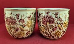 Zsolnay butterfly and flower pattern flower pots