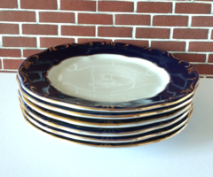 6 db Zsolnay Pompadúr III. süteményes,szendvicses porcelán tányér készlet