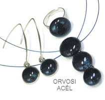 Kék selyem aventurin trió üvegékszer