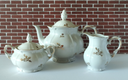 GYÖNYÖRŰ FEHÉR-ARANY NÉMET GERA -ROSCHÜTZ PORCELÁN TEA SZERVÍROZÓ KÉSZLET