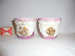 Két darab antik porcelán teás csésze, emlék csésze, szuvenir - együtt