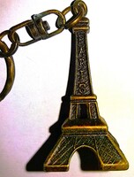 Nagyon helyes rézszínű fém - PÁRIS - EIFFEL TORONY - kulcstartó5,5 cm  + a karika a képek szerint