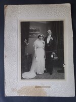 Antik nagyméretű esküvői fotó - Kumpf Antal fényképéesz műterméből, Magyar-Óvár