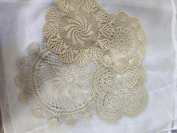 Set of 12 Ecru Colored Doily Coasters
