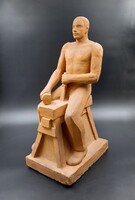 A Kőfaragó - Nagy méretű jelzett terrakotta szobor