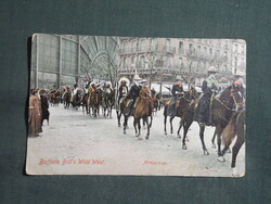 Képeslap,litho,Buffalo Bill's Wild West,indián,amazon,Western Show,Magyarországi körút,Brasso,1906-