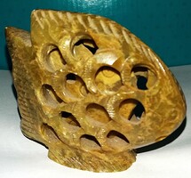 Művészi vintage - Art Deco ZSÍRKŐ, SZAPPANKŐ - HALBAN HAL -  mini szobor 9 x 8 cm a képek szerint