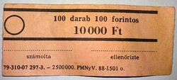 Retro 1979 - MAGYAR PÉNZNYOMDA 100 FORINT BANKJEGY KÖTEGELŐ 10.000,- forinthoz a képek szerint