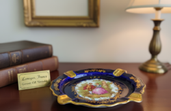 Eredeti Limoges Francia porcelán hamutartó – kobaltkék, aranyozott