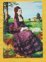 Művészeti képeslap festményről - Szinyei Merse Pál: Lilaruhás nő  /színváltozat