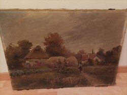 Zorkóczy Gyula ,festménye, falusi jelenet