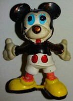 Vintage kézzel festett Mickey Mouse -MIKI EGÉR- gumi játék figura 5 cm a képek szerint