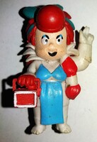 Szép állpotú MANGA nyuszifüles gumi figura  piro kalappal és kezében táskával 8 cm a képek szerint