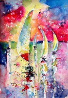 Silent sailboats- watercolor painting -Cendes vitorlások -akvarell festmény