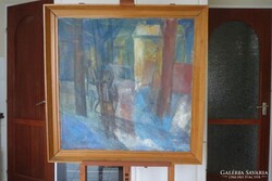 1963-as Műcsarnoki kiállítási címke  80x80-as + keret