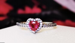 Pandora piros szív gyűrű