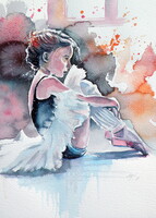 Ballerina - watercolor painting -Balerina -akvarell festmény
