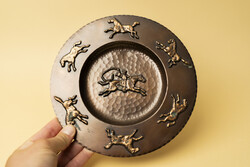 Mid Century Lignifer Bronz Fali Dísz / Retró / Lovas