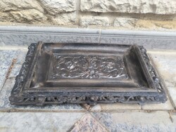 Antik öntöttvas kályha előtét szikrafogó hamus, gyönyörű díszes eredeti kidolgozás