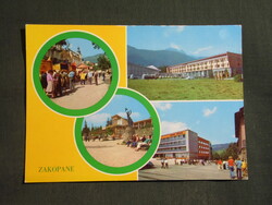 Képeslap,Lengyelország,Zakopane,Krupówki utca,szálló,üdülő látkép,részlet,1979-