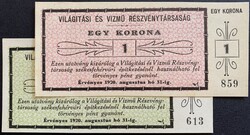 Székesfehérvár 1 Korona 1920 UNC utalvány szett