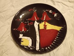 Retro falitányér , jelzett