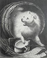 Ink drawing of a dog, late 19th-early 20th century. Marked Kupetzky.