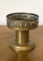 Grapes, Quince, Plum Decorated Antique Metal Fruit Stand Without Glass