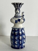 Gzhel Russian Female Porcelain Figurative Vase, Candle Holder