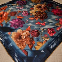 VINTAGE  100 % valódi SILK, SELYEM kendő  KÉZZEL SZEGETT