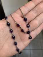 Gyönyörű antik ametisztekkel teli ezüst női karperec és nyaklánc szett