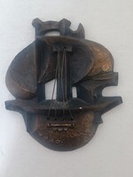 Mcm retro brutalista Kotai József Bronz hajó falidekor
