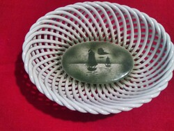 Régi ,Hollóhàzi porcelàn fonott kosàr