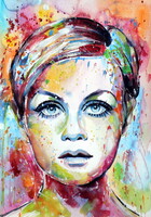 Twiggy IV-  watercolor painting - Twiggy IV-akvarell festmény
