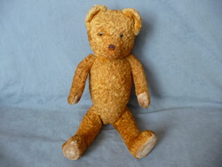 Régi játék mackó játékmackó régi maci kb 1950 es évek antik játékmackó szalmás üvegszemű bőrorrú