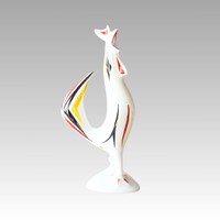 Hollóházi porcelán kakas figura, art deco stílusú