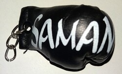 Helyes kulcstartó dísz SAMAN SPORT boxkesztyű reklám pici bőr boxkesztyű figura 8cm a képek szerint