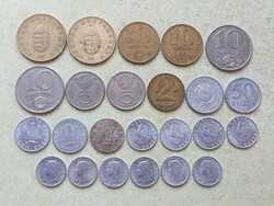 Magyarország 24 db Különböző Érme 5,10,20,50 Fillér 1,2,5,10,100 Forint 1953-1996