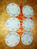 Zsolnay tollazott, kék barackvirág mintás tányérkészlet