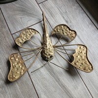 Bájos régi rézszínű acél pillangó falidísz (25x27 cm)