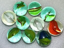 Beautiful old standard cc. 2cm CLICKER MARBLES set of 10 marbles as shown in pictures