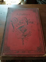 Volks-Atlas, 72 térképpel, 1900-as évek elejéről, A. Hartleben"s féle kiadás, nagy méretű díszes