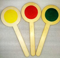 Old HUNGARIAN POLITECHNIKA Bakelite Police / Railway Conductor Handheld Disc Set DOUBLE-SIDED 24 cm as shown in pictures
